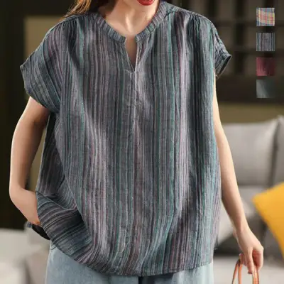 「奇跡の再販」 半袖 チェック柄 プルオーバー ラウンドネック カジュアル Tシャツ 大人 ootd 夏コーデ 夏服 レディース ファッション 20代 30代 40代 50代 カジュアル コーディネート トレンド 着回し