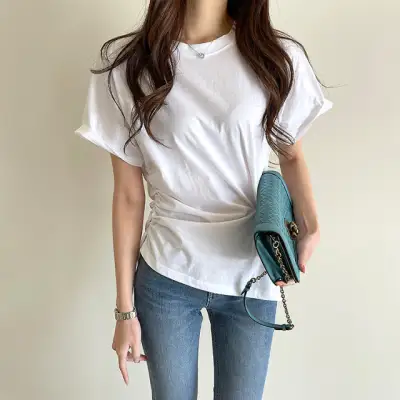 Tシャツ  無地  シンプル  どんなスタイルにも合う  クルーネック  夏服  韓国風  新作  インスタ流行  日本風  レディース