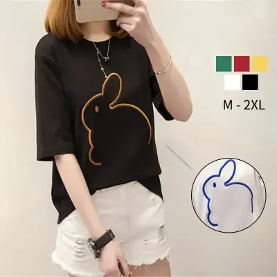 Tシャツ  半袖  どんなスタイルにも合う  ゆったり  韓国風  新作  刺繍  流行  レディース