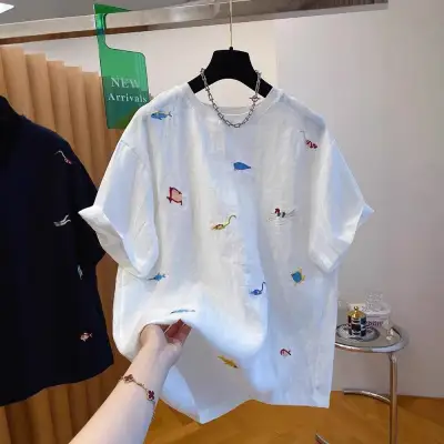 ベージュ  ホワイト  半袖  ゆったり  クルーネック  プルオーバー  夏服  リネン  25  レディース  大きめサイズ