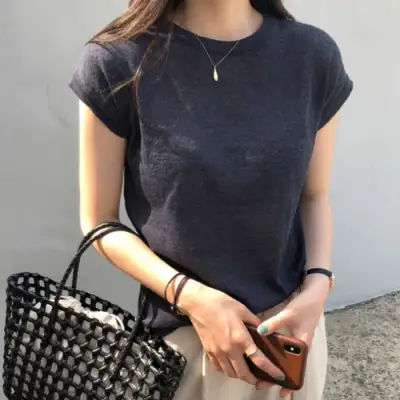 万能すぎて手放せない！無地 ラウンドネック プルオーバー Ｔシャツ