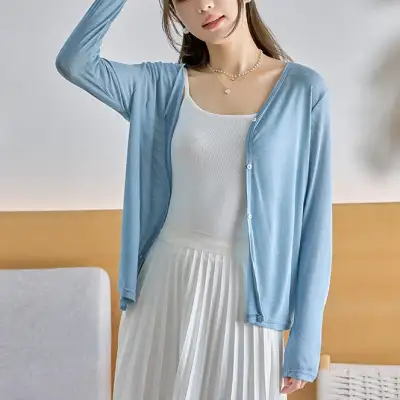 カーディガン  シルク  ニット  アウター  夏服  薄  日焼け止め  レディース