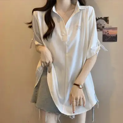 シャツ  半袖  スリムに見える  どんなスタイルにも合う  夏服  韓国風  大きめサイズ