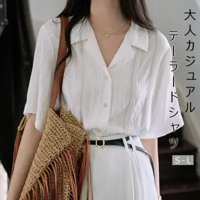 ブラウス シャツブラウス 半袖 レディース シャツ Vネック 半袖シャツ 半袖トップス 通勤 通学 ボタン ブラウス 可愛い かわいい 20代 30代
