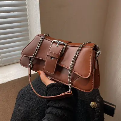 人気上昇中 全4色 ファッション チェーン レディース PU ホック ショルダーバッグ
