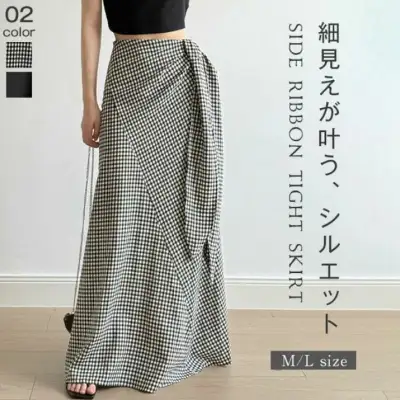 リボン ロングスカート フレアスカート ロング スカート フレア aライン スリットスカート マキシ マキシスカート タイト お洒落 ファッション 上品 おしゃれ 細見え 送料無料