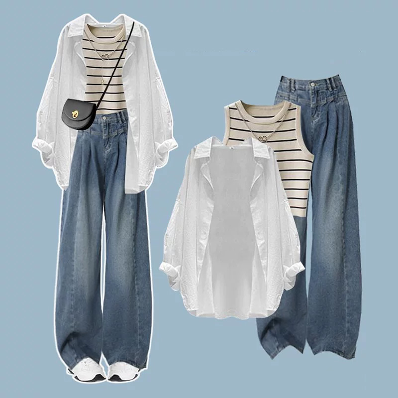 シャツ+アイボリー/タンクトップ+パンツ