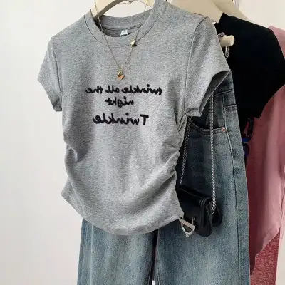 今季人気 シンプル 夏 ラウンドネック 半袖 アルファベット カジュアル Tシャツ