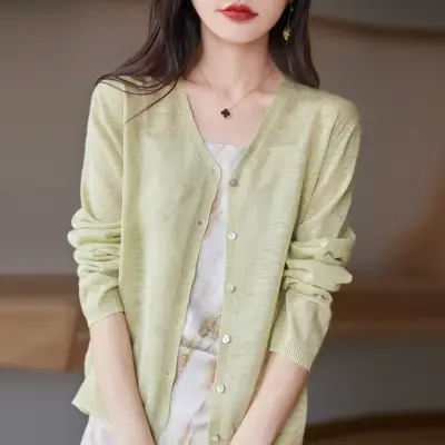 カーディガン  ストール  シルク  ベージュ  ニット  アウター  ゆったり  夏服  薄  日焼け止め  リネン  レディース
