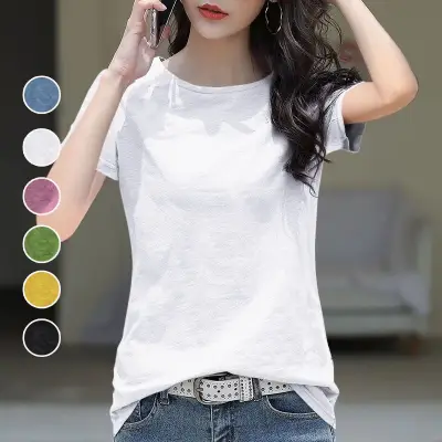 人気新品 ラウンドネック ショート丈 プルオーバー 半袖 無地 カジュアル Tシャツ 大人 ootd 夏コーデ 夏服 レディース ファッション 20代 30代 40代 50代 カジュアル コーディネート トレンド 着回し