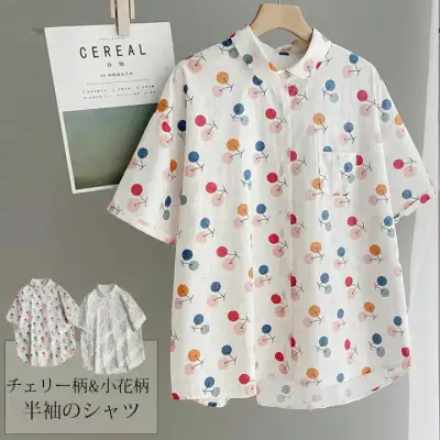 チュニック シャツ 半袖 前後差 襟付き レディース トップス 大きいサイズ 柄シャツ 花柄 おしゃれ きれいめ ブラウス 羽織り ゆったり