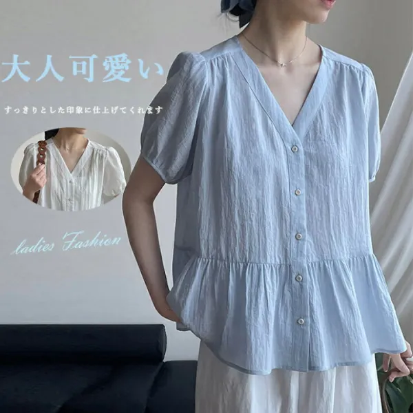 ブラウス 大きいサイズ 体型カバー おしゃれ シンプル キレイめ 通勤 春夏 女性 着痩せ 通気性 薄手 涼しい 送料無料
