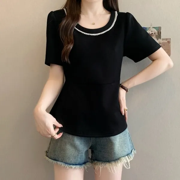 装飾付ぺプラムブラウス
