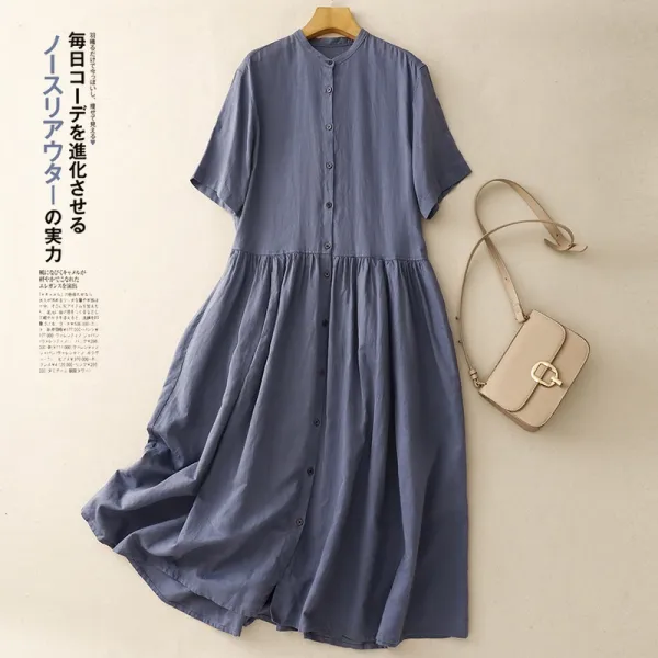 カーディガン  ワンピース  カジュアル  ベージュ  ロングワンピース  コットン  ゆったり  夏服  綿麻  文芸  普通  新作  ミディ丈 / ミディアム丈  大きめサイズ