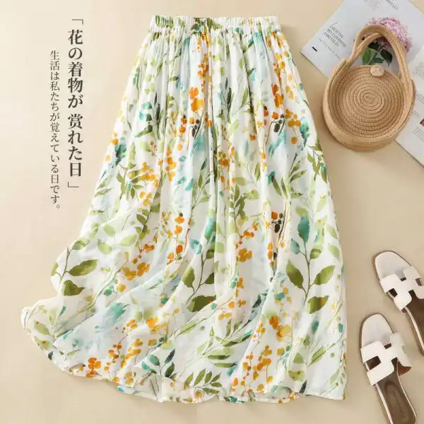 花柄  ベージュ  すがすがしい  コットン  夏服  綿麻  薄  ソフト  レディース