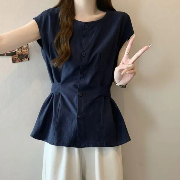 シャツ  半袖  スリムに見える  どんなスタイルにも合う  ゆったり  スクエアネック  夏服  薄  M  気質  レトロ  レディース  大きめサイズ