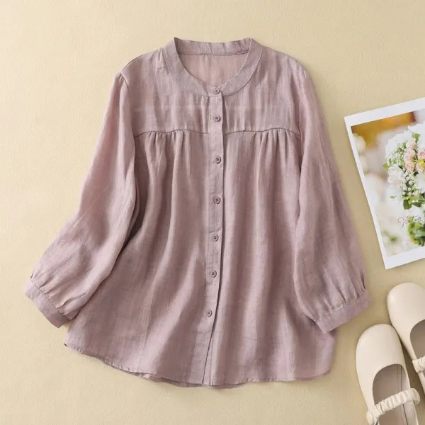 シャツ  カーディガン  エスニックスタイル  カジュアル  ベージュ  エスニック  コットン  スリムに見える  ゆったり  夏服  綿麻  7分  文芸  春夏  レトロ  レディース