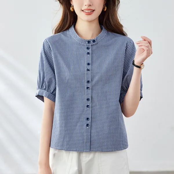 シャツ  コットン  ゆったり  クルーネック  夏服  デザイン  新作  五分袖  デザイン性  レディース