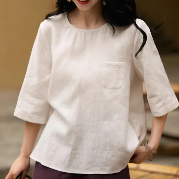 トップス Ｔシャツ レディース カットソー ラウンドネック 無地 コットン お洒落 体型カバー サマー 通勤 通学 通気性 20代 30代 40代