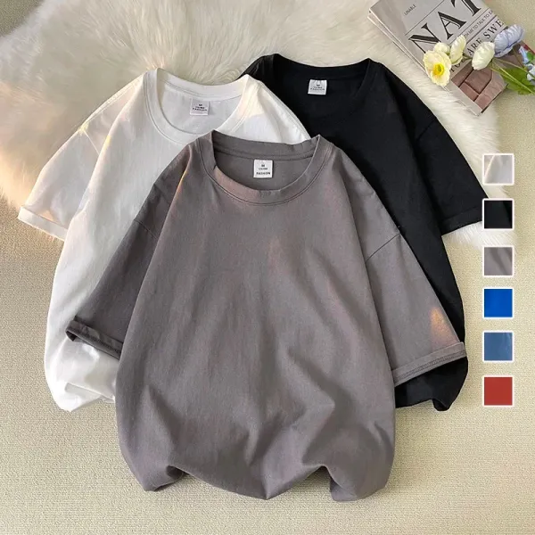 【ラストチャンス】SNSで話題沸騰 ラウンドネック プルオーバー 半袖 無地 シンプル Tシャツ