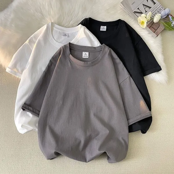 【ラストチャンス】SNSで話題沸騰 ラウンドネック プルオーバー 半袖 無地 シンプル Tシャツ