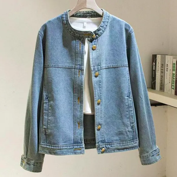 【今週までの赤字奉仕 3699円→2999円 在庫限り】今季人気 万能アイテム スタンドネック 長袖 無地 耐久性 大人可愛い デニム ジャケット