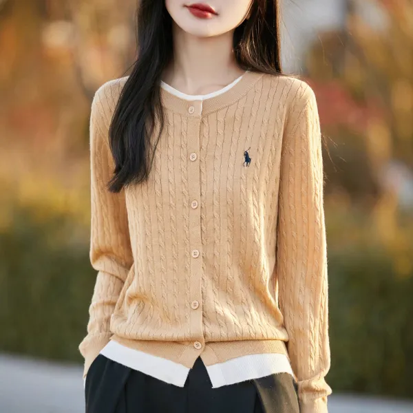 カーディガン  ニット  アウター  ゆったり  クルーネック  秋  レイジー風  フェイクレイヤード  新作  レディース  バイカラー