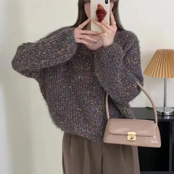 ニット  ニット / セーター  ニットトップス  どんなスタイルにも合う  ゆったり  Vネック  プルオーバー  ソフト  レイジー風  2025