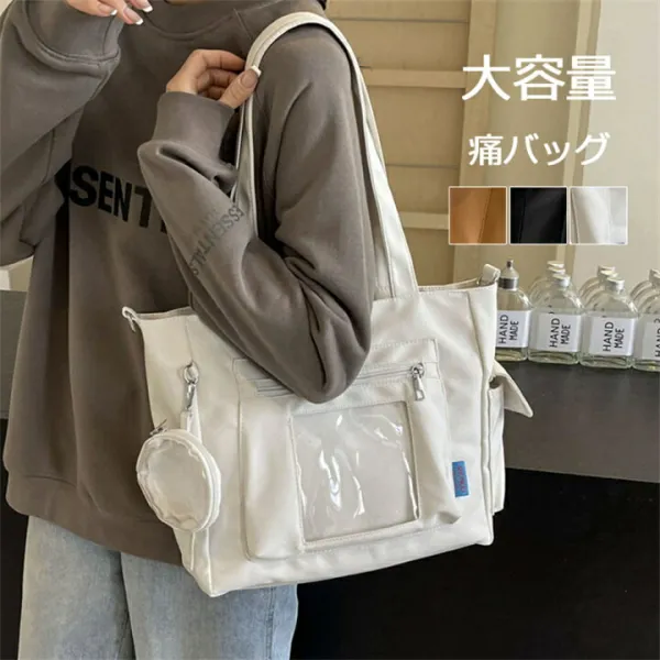 いたばっく 痛バック 缶バッチ 大容量 バッグ 肩掛けバッグ レッスンバッグ 手提げバッグ 洗える リュック 軽い プレゼント ギフト あす楽 送料無料