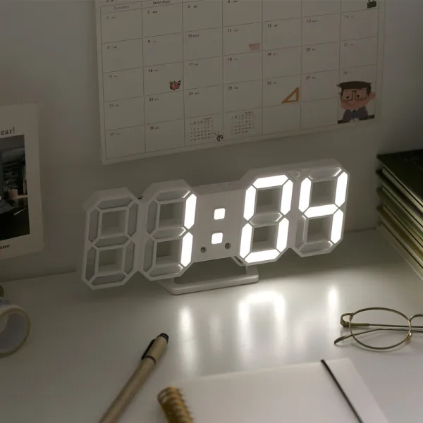 LED時計3Dデジタル目覚まし時計明るさ調整アラームクロック時計壁掛け置き時計置時計おしゃれ多機能