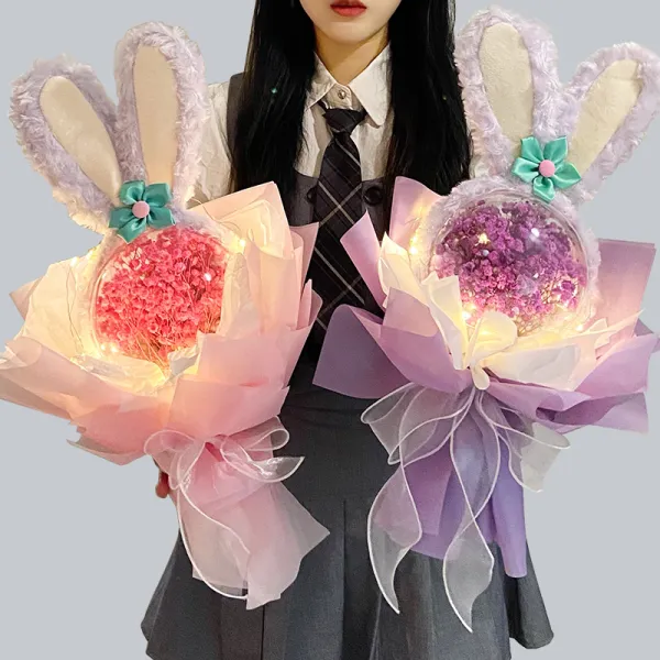 人気を独占中♡花ギフトウサギ花飾り枯れないお花ギフトエレガントお祝い可愛い造花おしゃれプレゼント花束