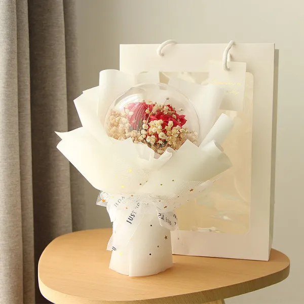 上品なシルエットおすすめギフト枯れないフラワー贈るブーケ母の日誕生日記念日結婚祝いお祝いプレゼントLEDライト+袋+カードも付き花束