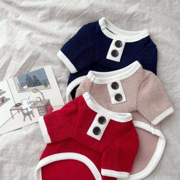 上品さたっぷり3色選べシンプルボタン無地着せやすいかわいいお散歩カジュアルペットの服ペットウェア
