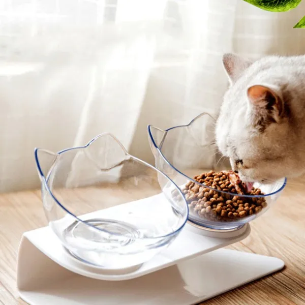 食べやすいフードボール犬猫首守り傾斜付きダブルフードボウルペット用食器エサ入れ水皿