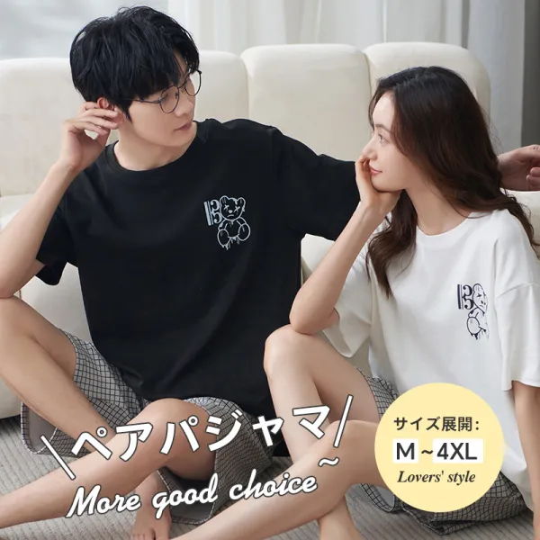 全10色 半袖 ルームウェア 上下セット 男女別売り 夏 韓国風ファッション ペアパジャマ