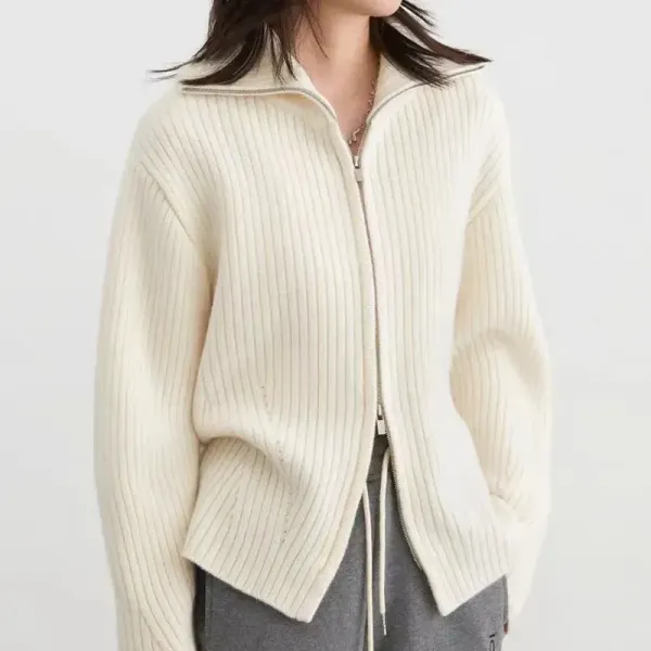 新商品＆再入荷 ハイネック ファスナー 長袖 無地 骨格ナチュラル ファッション ニットセーター