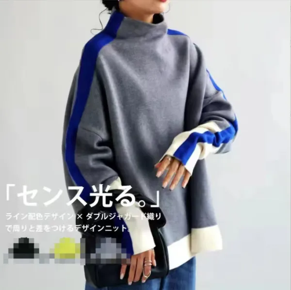 カラーブロック  ニット / セーター  ゆったり  新作  日本風