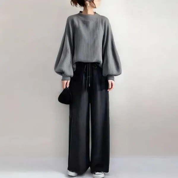 【2点セット】ニット セットアップ レディース ワイドパンツ 2点セット