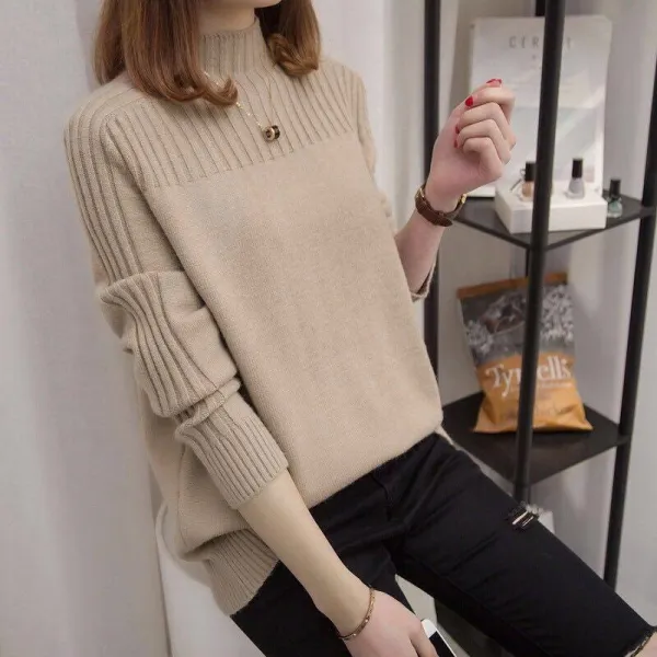 着回し最強 トップス 韓国系 レディース ハーフネック 無地 セーター
