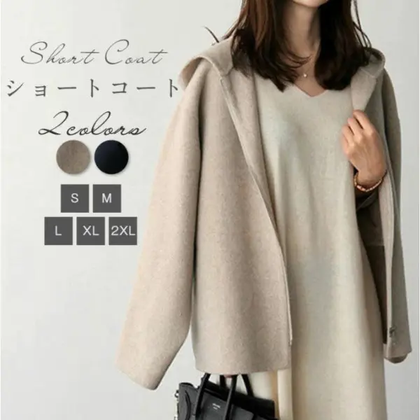 韓国風 上品さたっぷり 長袖 無地 フード付き コート