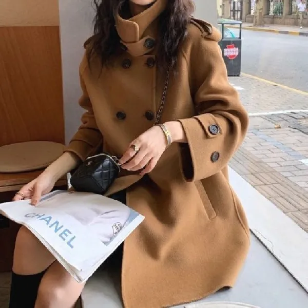 韓国系 おしゃれ度アップ 無地 スタンドネック 長袖 ボタン 暖かい コート レディース fashion ootd ファッション カジュアルコーデ 大人カジュアル プチプラコーデ coordinate コーデ