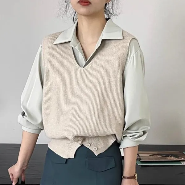 ベスト  ニット  タンクトップ  ニット / セーター  スタイリッシュ  ノースリーブ  韓国風  デザイン  なし  新作  デザイン性  ニッチ  レディース