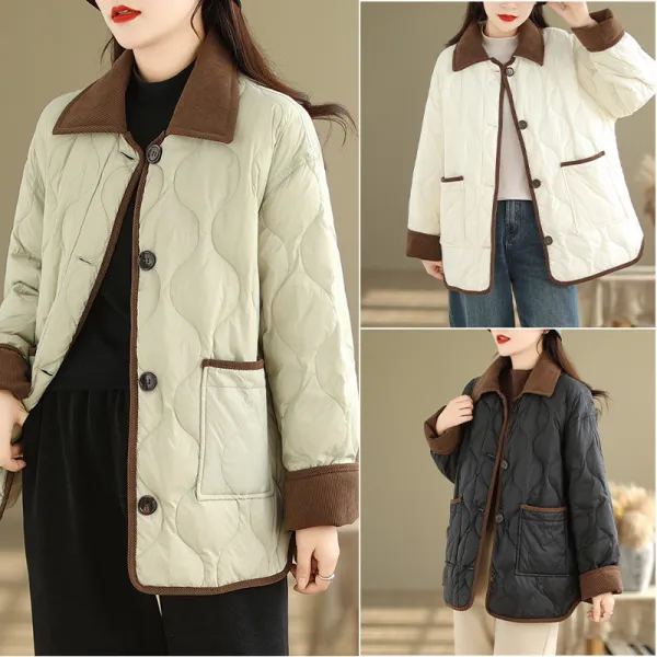 アウター  コットン  ミニ丈  折り襟  新作  レディース  バイカラー  軽量