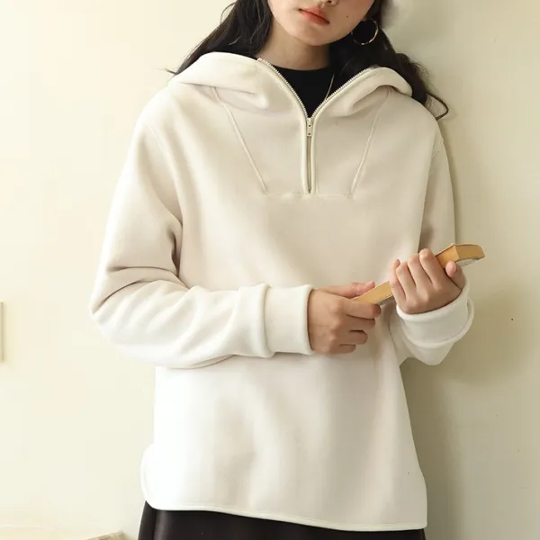 ファスナー  パーカー  カジュアル  アウター  長袖  ゆったり  フード付き  プルオーバー  冬  秋冬シーズン  レディース