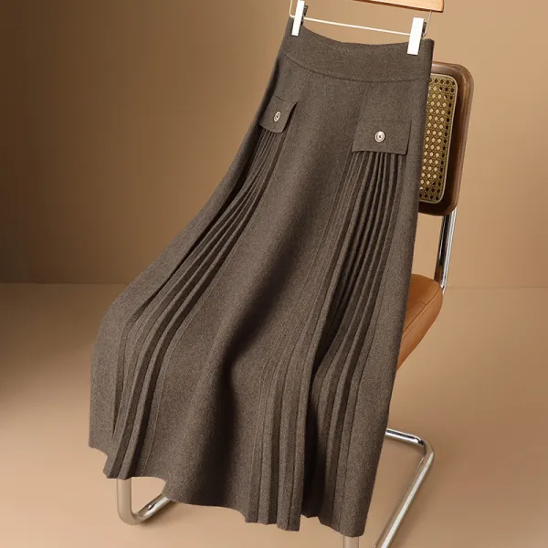 切り替え  ニット  スリムに見える  ロング  ハイウエスト  普通  レディース  ミディ丈 / ミディアム丈  大きめサイズ