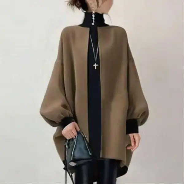 ランタンスリーブ  切り替え  アウター  クルーネック