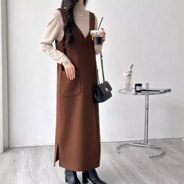 ワンピース  ベスト  タンクトップ  ラシャ  どんなスタイルにも合う  Vネック  日本風