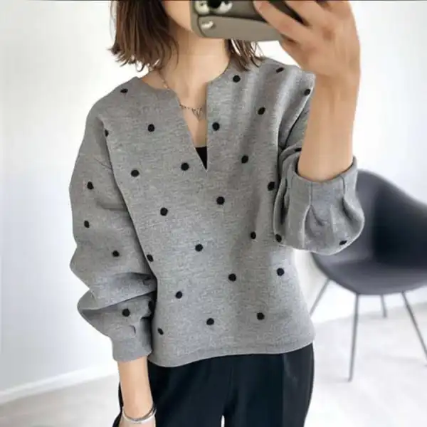 ドット  長袖  どんなスタイルにも合う  ゆったり  新作