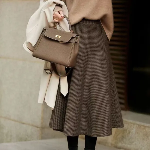 スカートチェック柄柔軟加工 Aライン レトロ |   絶対流行