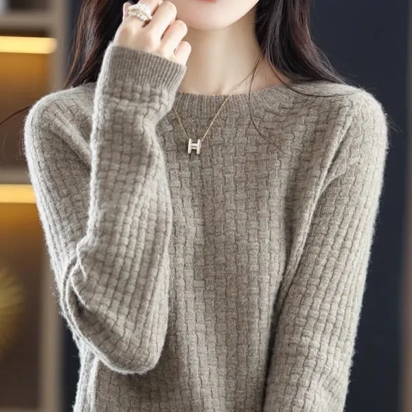 【全5色】ニットセーター ラウンドネック切り替えラウンドネック | 流行の予感 ラウンドネック